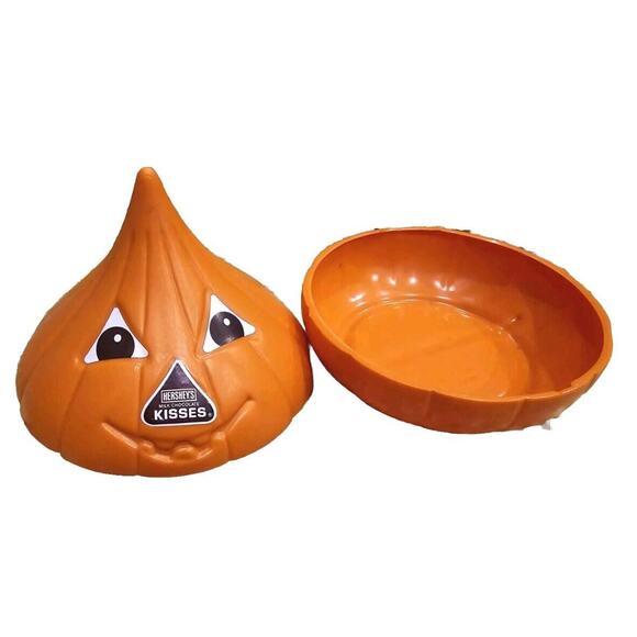 1990 HERSHEY's KISSES Jack-O-Lantern PUMPKIN HALLOWEEN CANDY Container Vintage - Picture 2 of 2